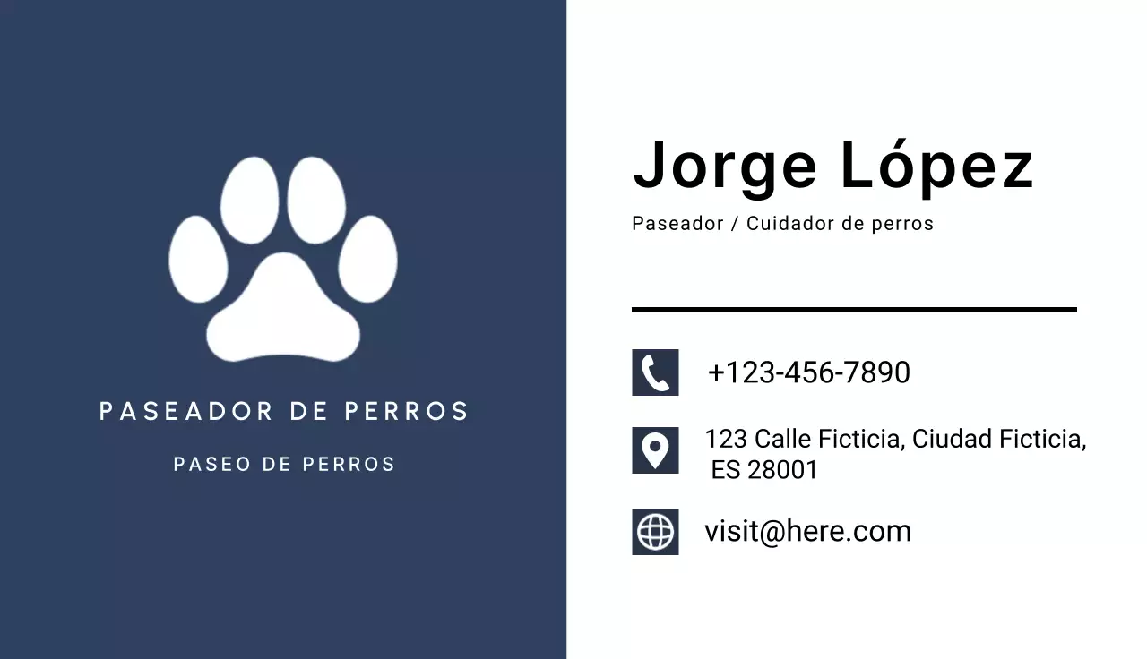 tarjeta de visita navy simple dog