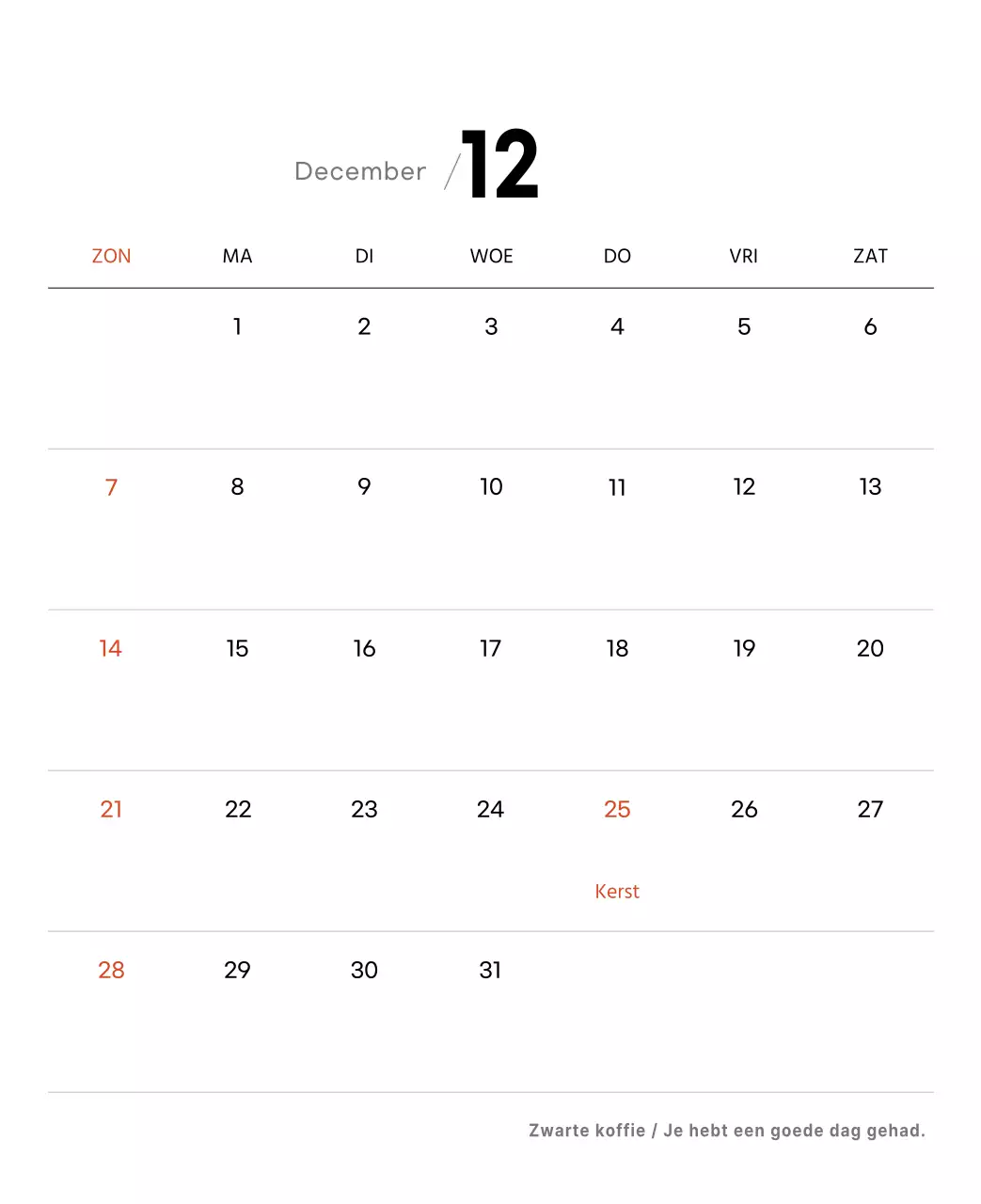 Eenvoudige bureaukalender met koffiefoto's voor cafés in witte tinten