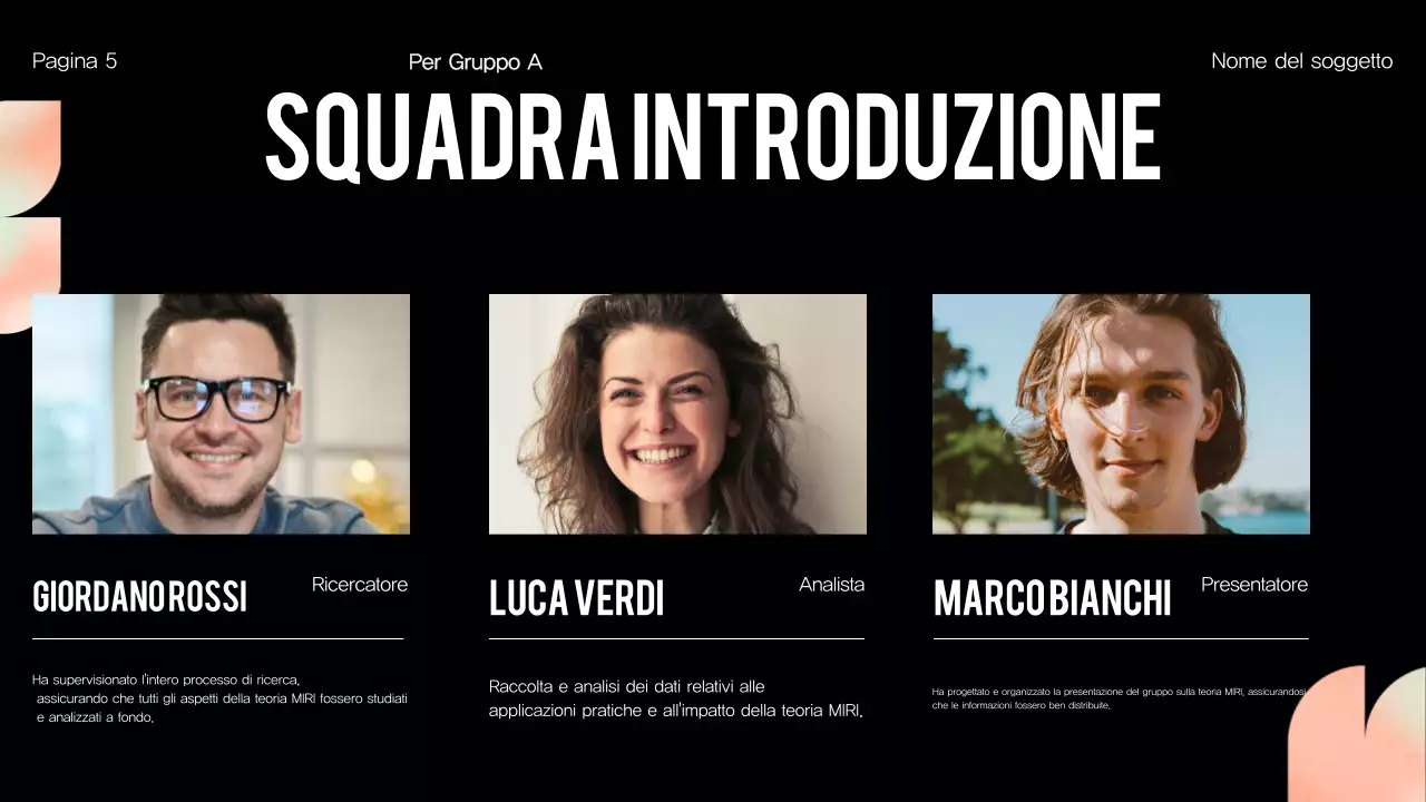 Presentazione del progetto Orange Modern Group