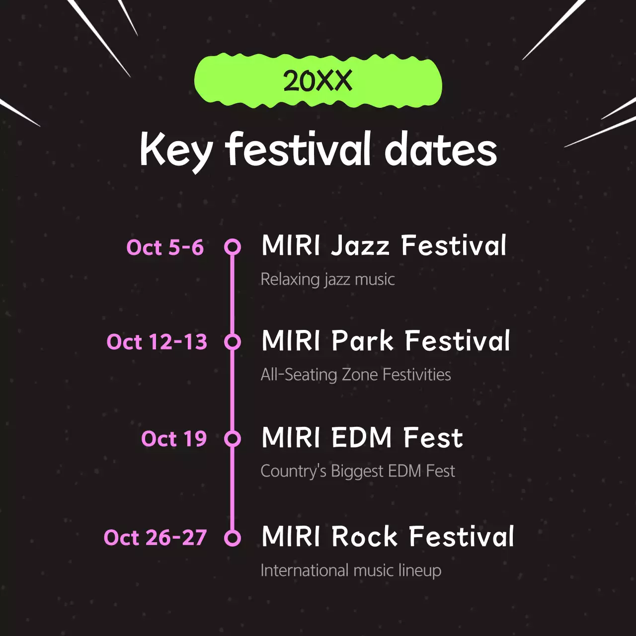 Black Trendy Festival Guide Instagram Carousel