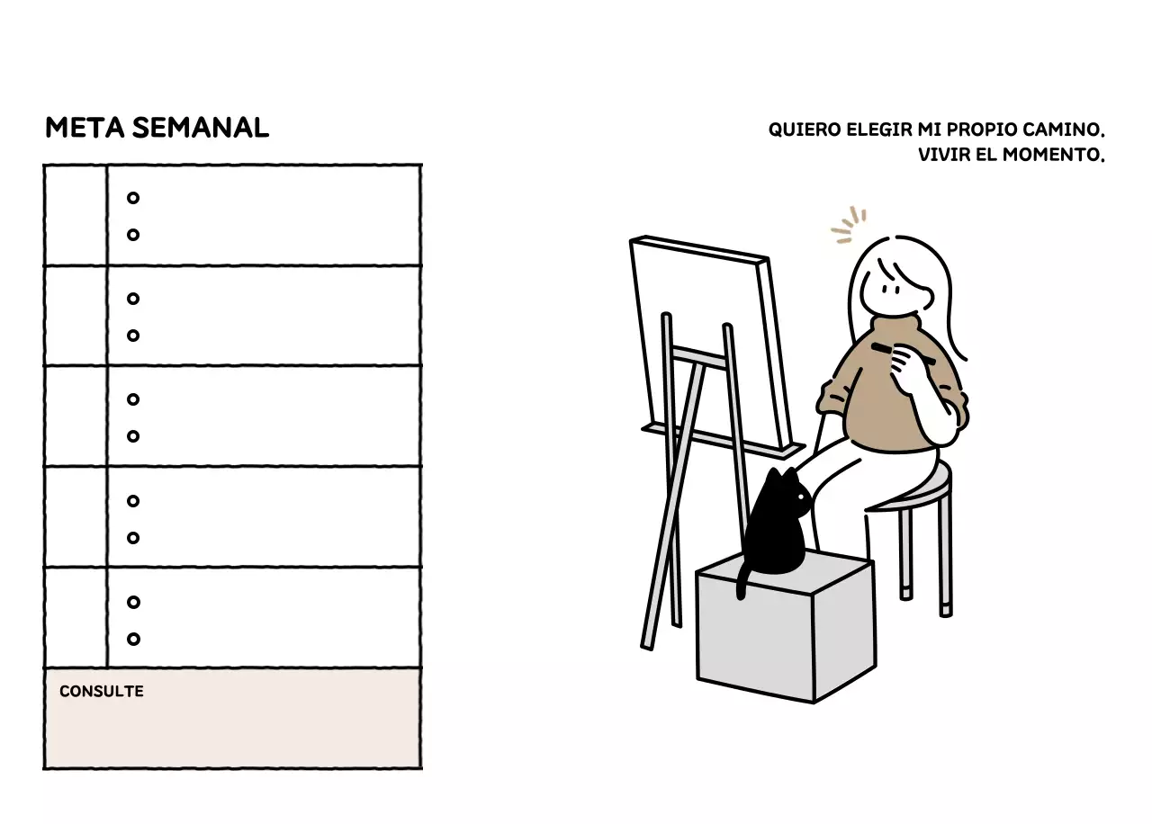 Calendario ilustrado con un bonito estilo de líneas