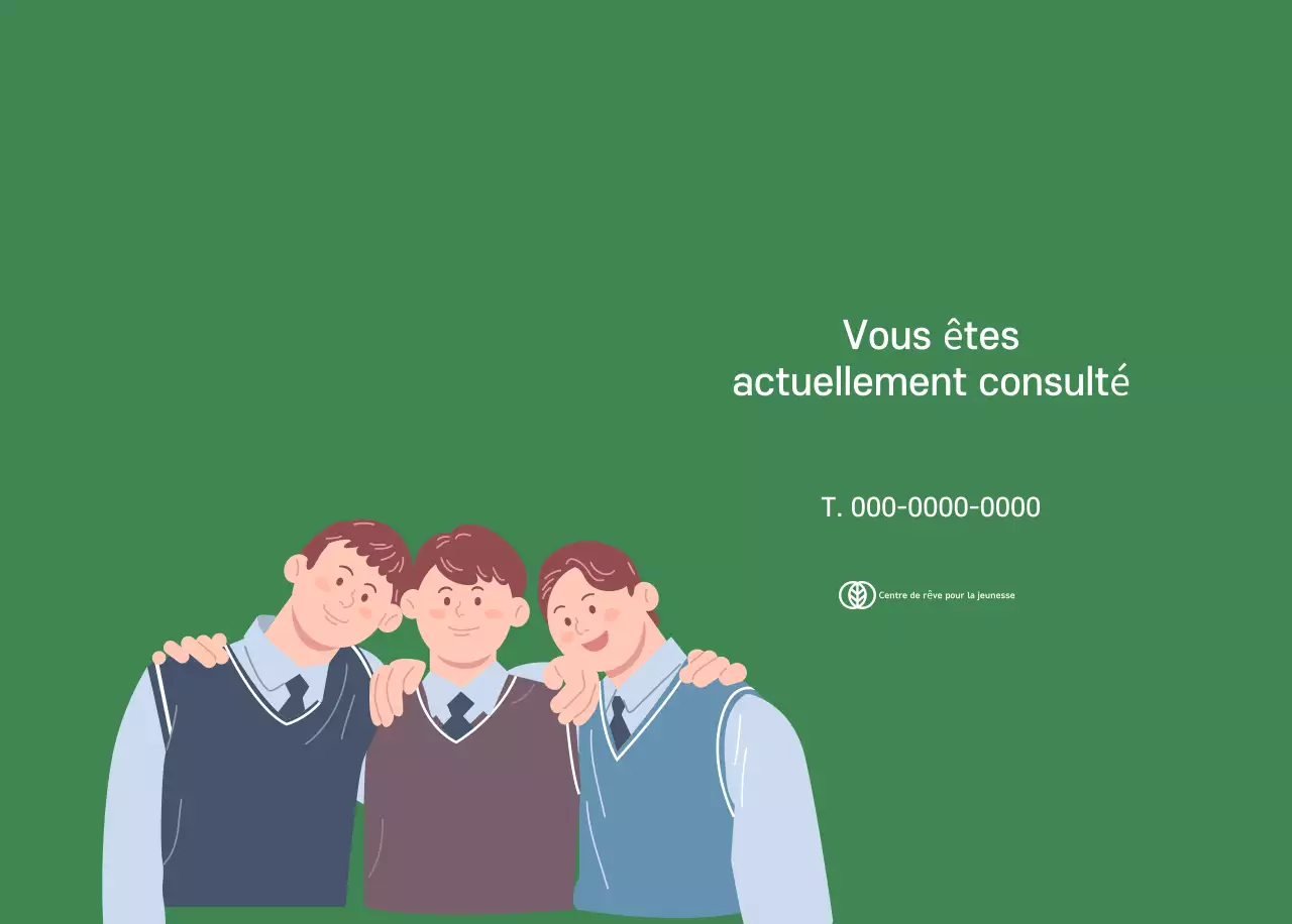 Calendrier avec illustrations de jeunes sur fond jaune-vert