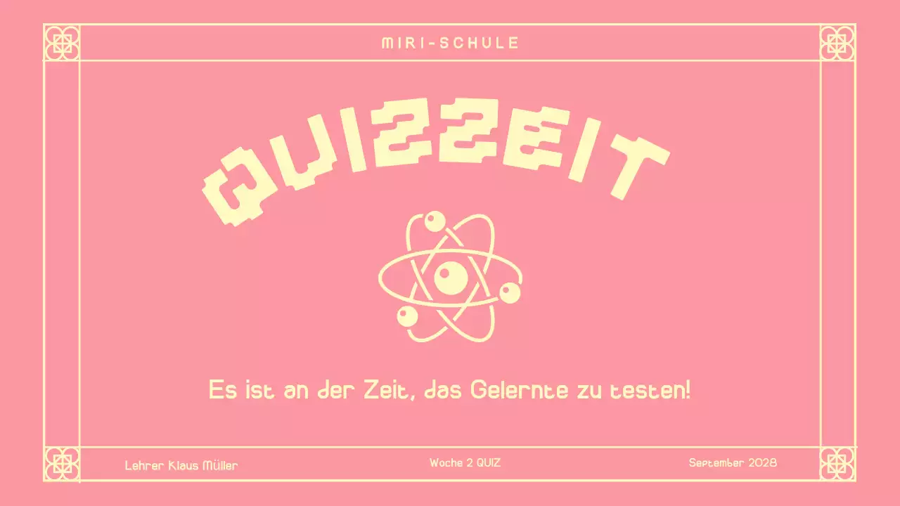 Niedliches rosa orientalisches Quiz-Layout