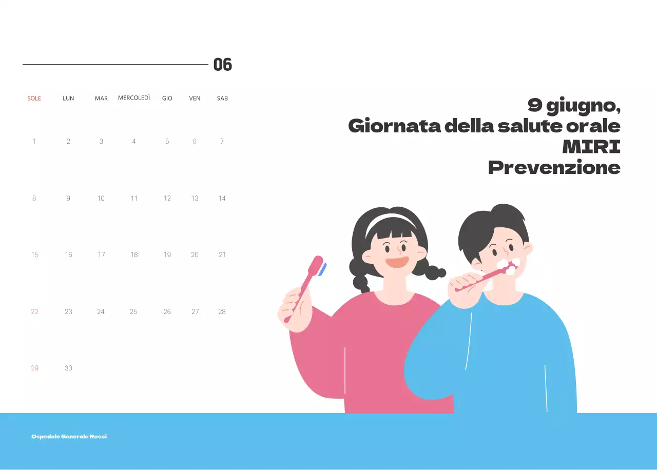 Un ospedale festivo con illustrazioni a tema salute e famiglia e accenti colorati