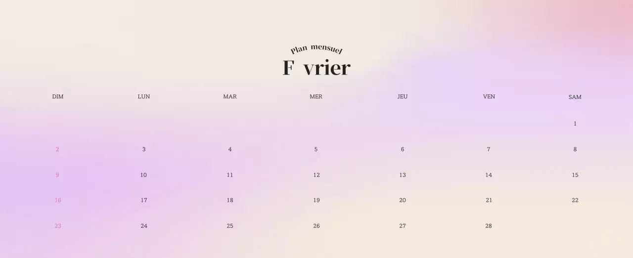 Calendrier minimaliste dégradé