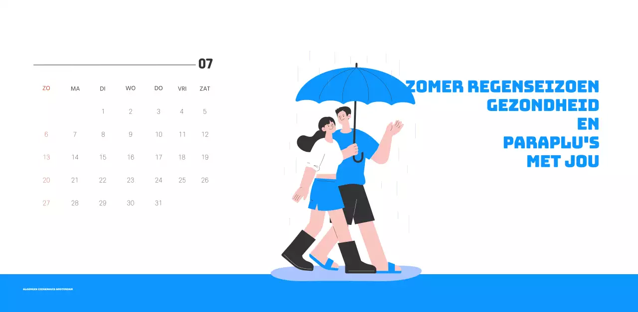 Een feestelijk ziekenhuis met illustraties met gezondheids- en gezinsthema's en kleurrijke accenten