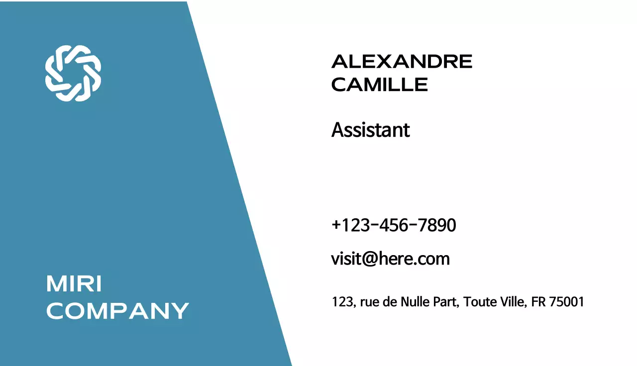 carte de visite moderne bleue