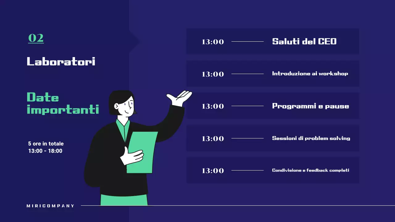 Proposta di workshop semplice in blu navy e verde