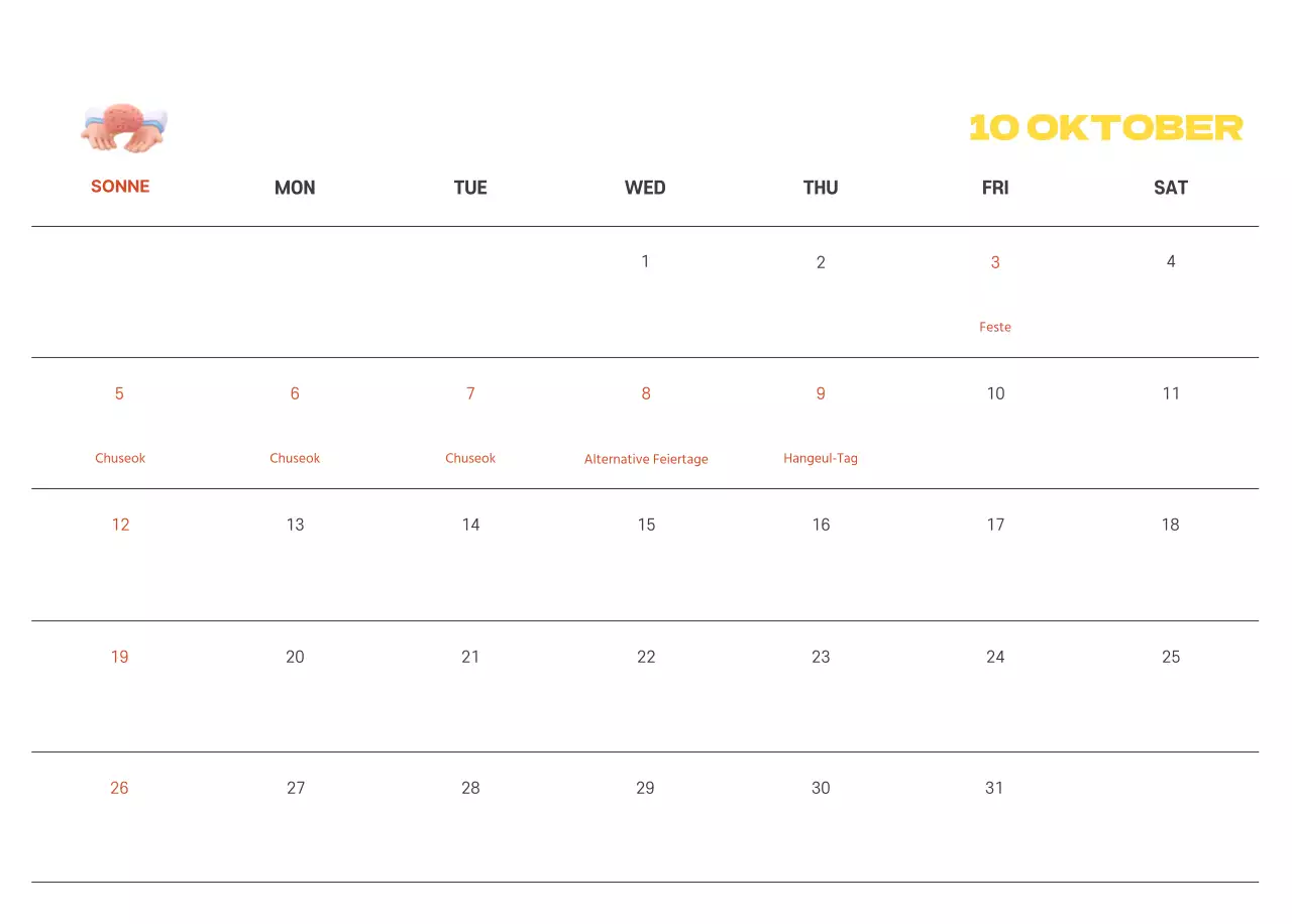 Ein festliches Krankenhaus mit Illustrationen zum Thema Gesundheit und Familie und farbenfrohen Akzenten