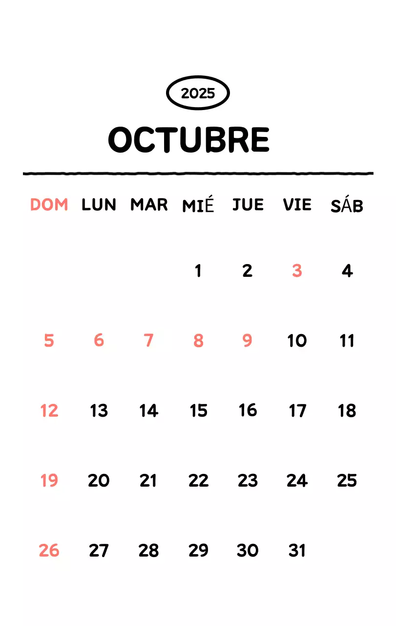 Calendario ilustrado con un bonito estilo de líneas