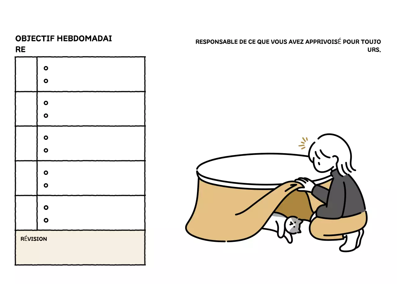 Calendrier illustré avec un joli style de lignes