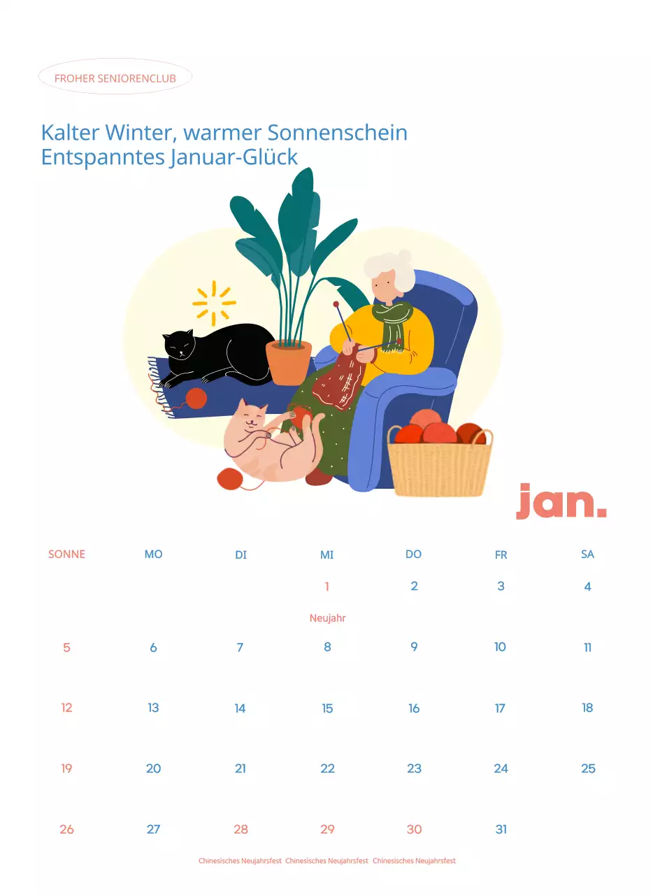 Geschäftskalender mit niedlichen Illustrationen