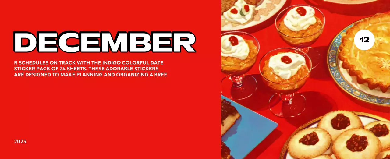 様々なレトロなイラストが描かれたカラフルなカレンダーカレンダー