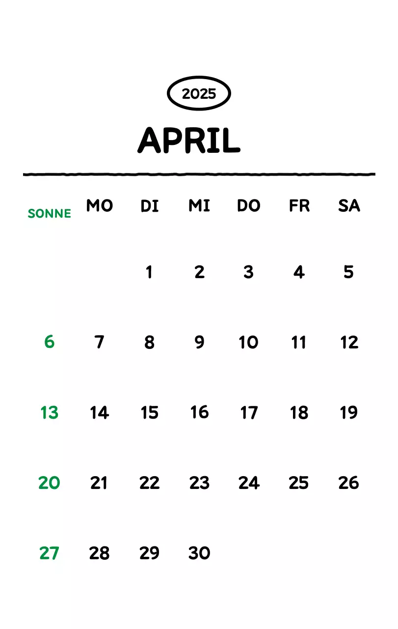 Illustrierter Kalender mit schönem Linienstil