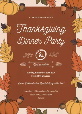 Brown Traditional Thanksgiving Invitation Poster
