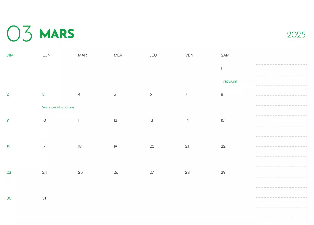 Un calendrier avec une photo de chiot et un message mignon dans une couleur verte.