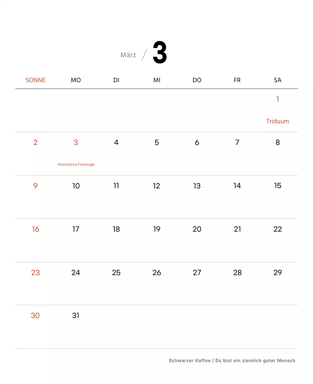 Einfacher Kaffee-Foto-Tischkalender für Cafés in Weißtönen