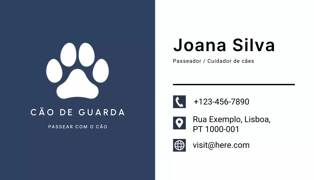 cartão de visita simples para cães da marinha