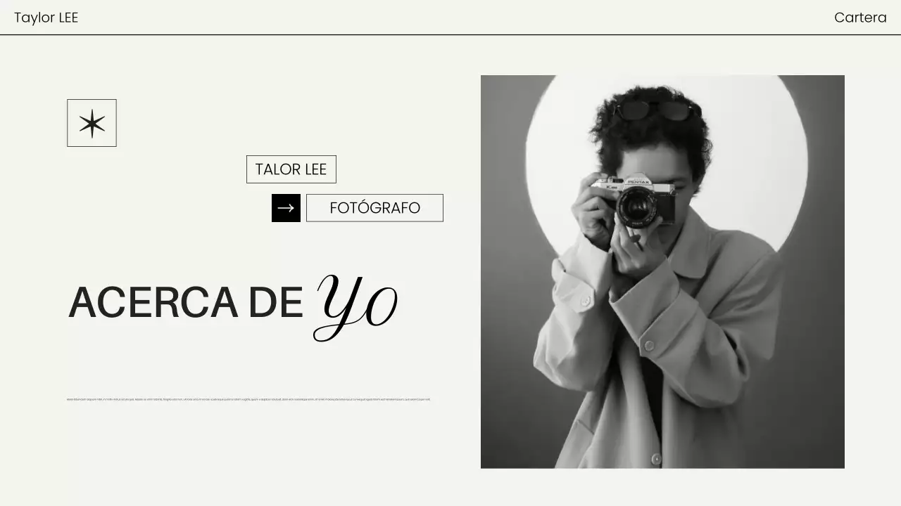 portafolio de fotografía moderna negra