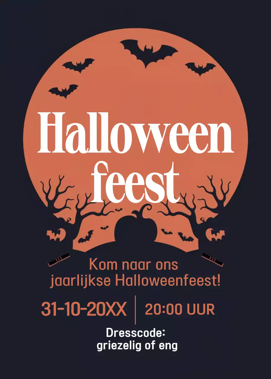 uitnodiging voor oranje gothic halloween