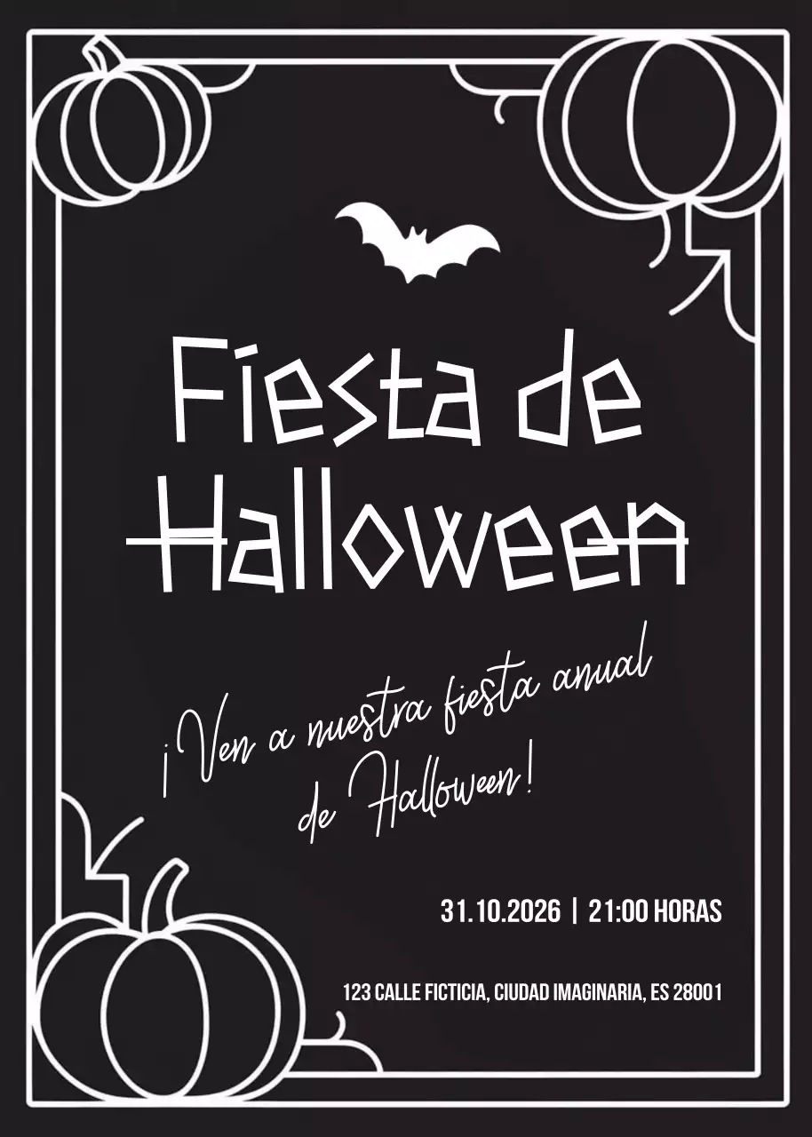 Invitación de Halloween retro negra