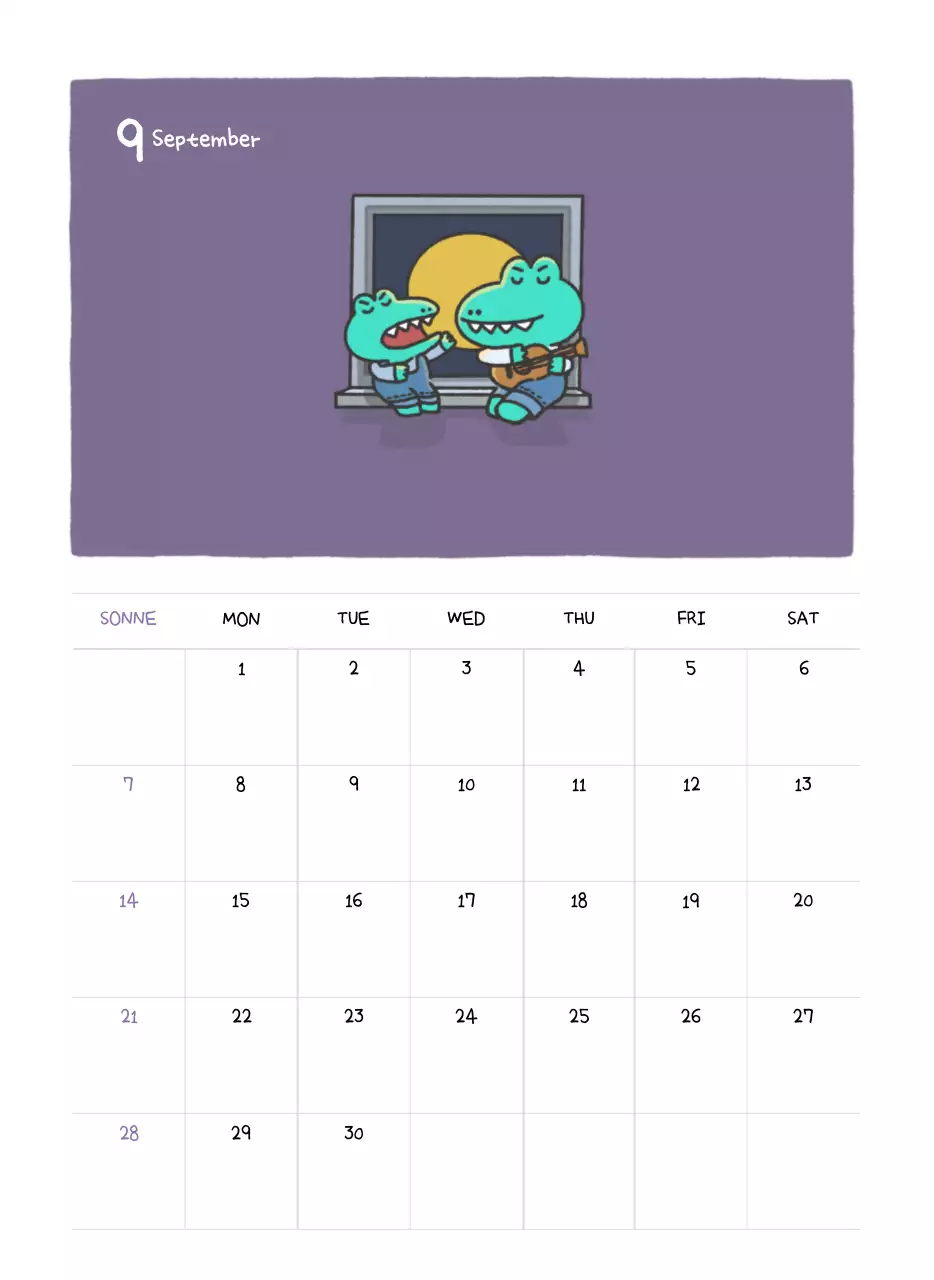 Ein Kalender mit einem niedlichen Ago-Illustrationskonzept