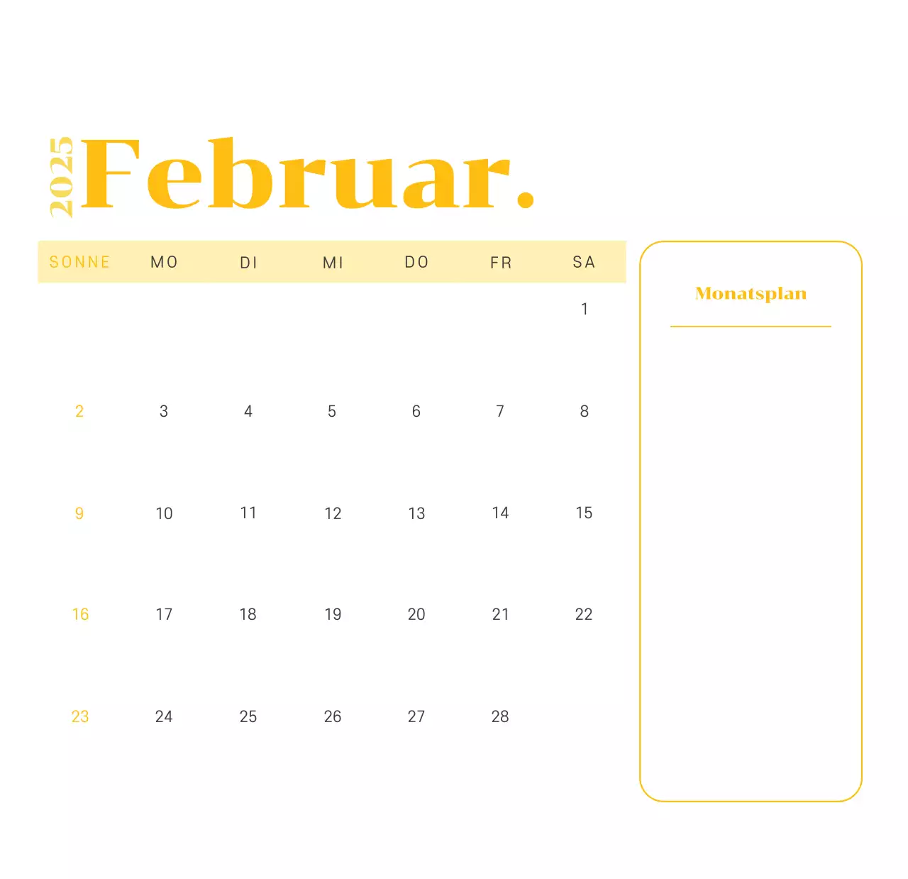 Kalender mit Jugendillustrationen auf gelb-grünem Hintergrund