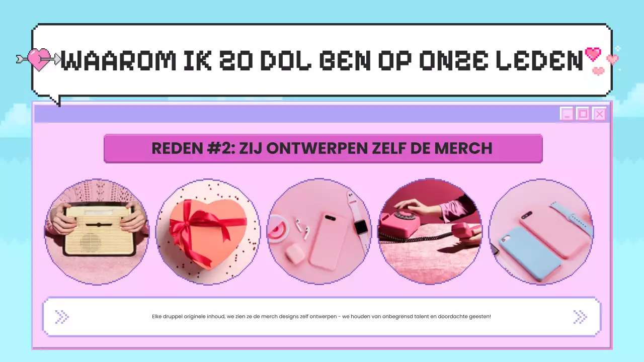 roze retro bedel promotie