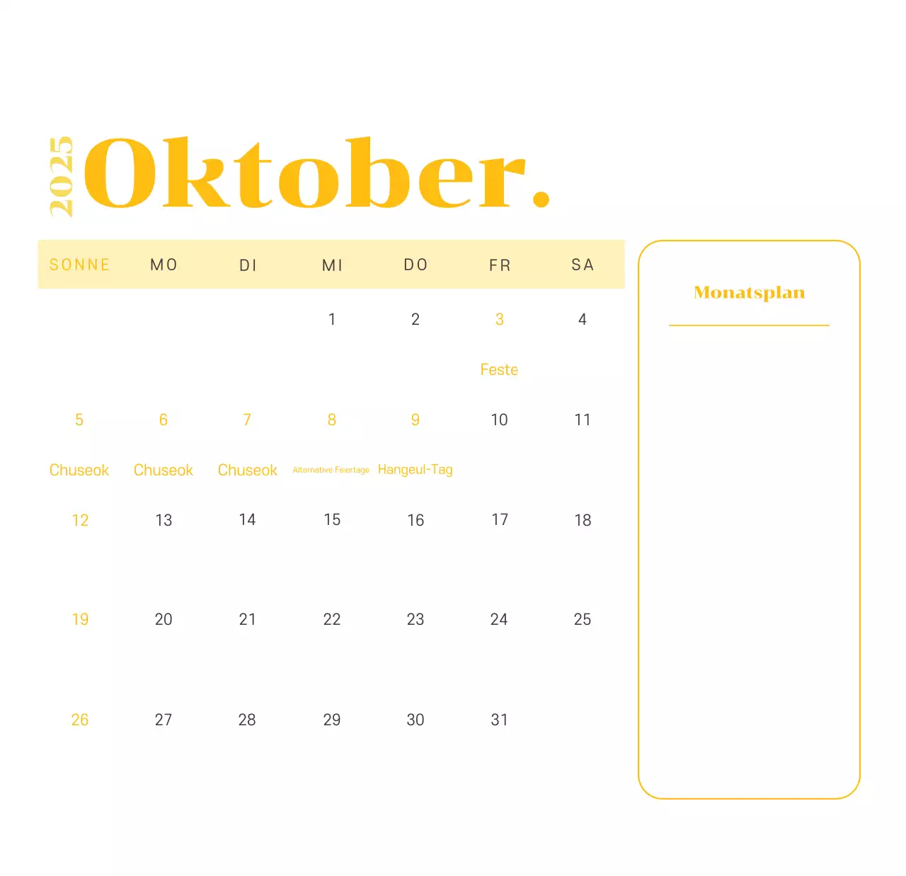 Kalender mit Jugendillustrationen auf gelb-grünem Hintergrund