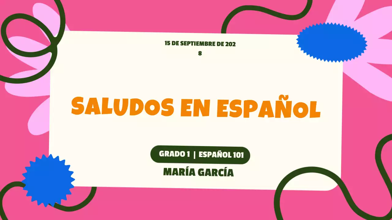 rosa azul colorido guía de clases de idiomas