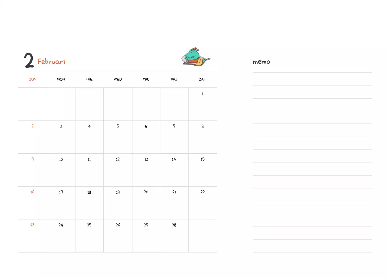 Een kalender met een schattig Ago-illustratieconcept