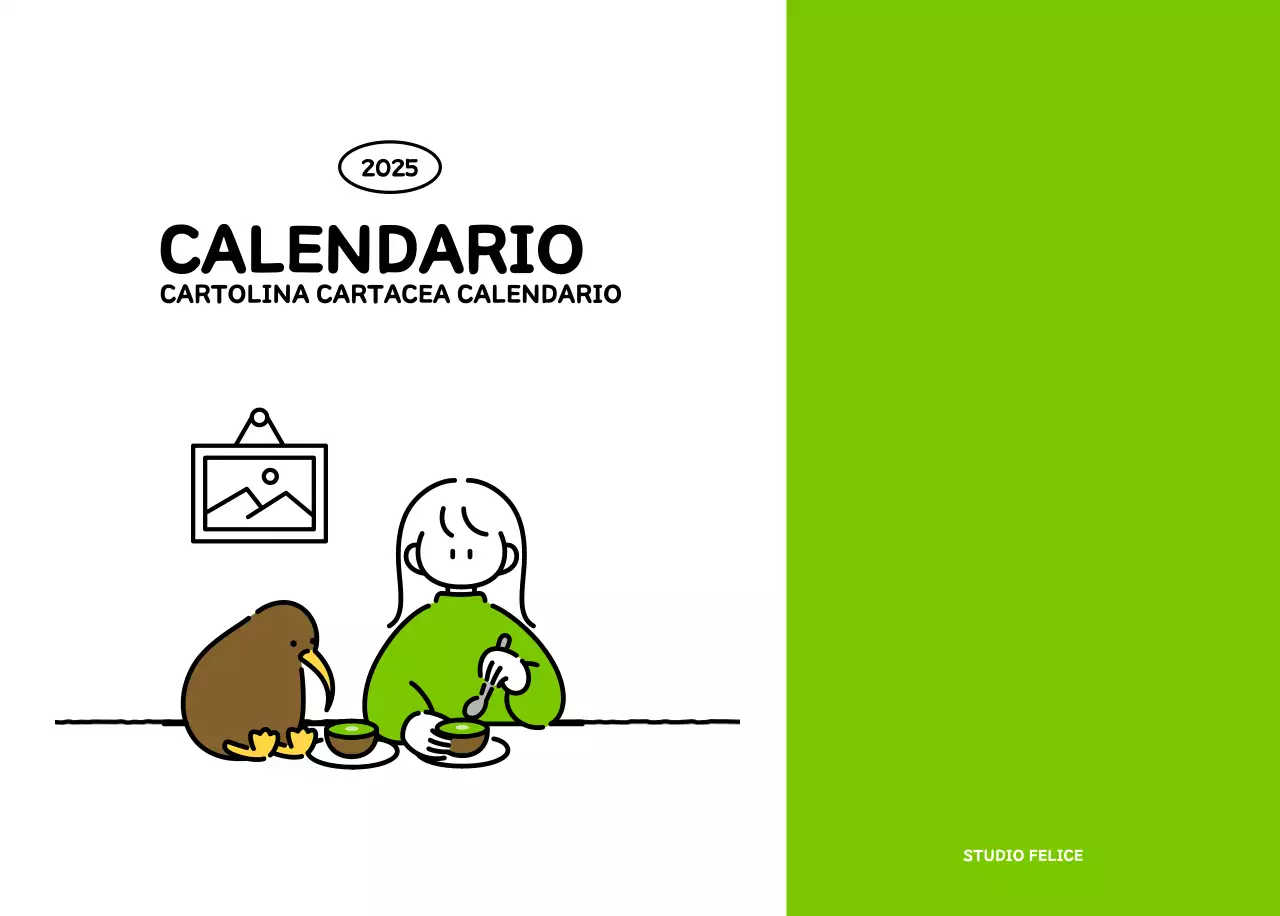 Calendario illustrato con un grazioso stile di linee