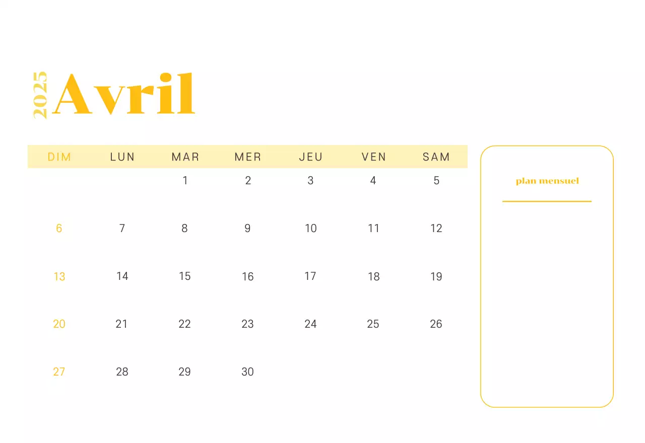 Calendrier avec illustrations de jeunes sur fond jaune-vert