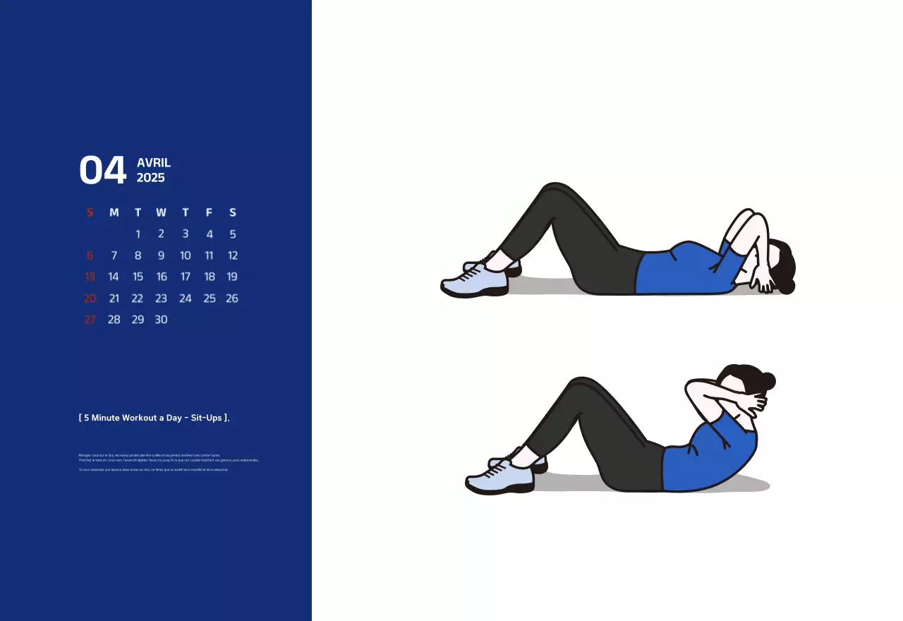 Calendrier simple avec des illustrations bleues et épurées