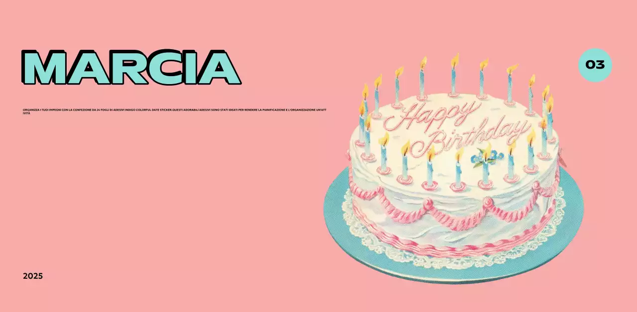 Calendari colorati con una varietà di illustrazioni retrò