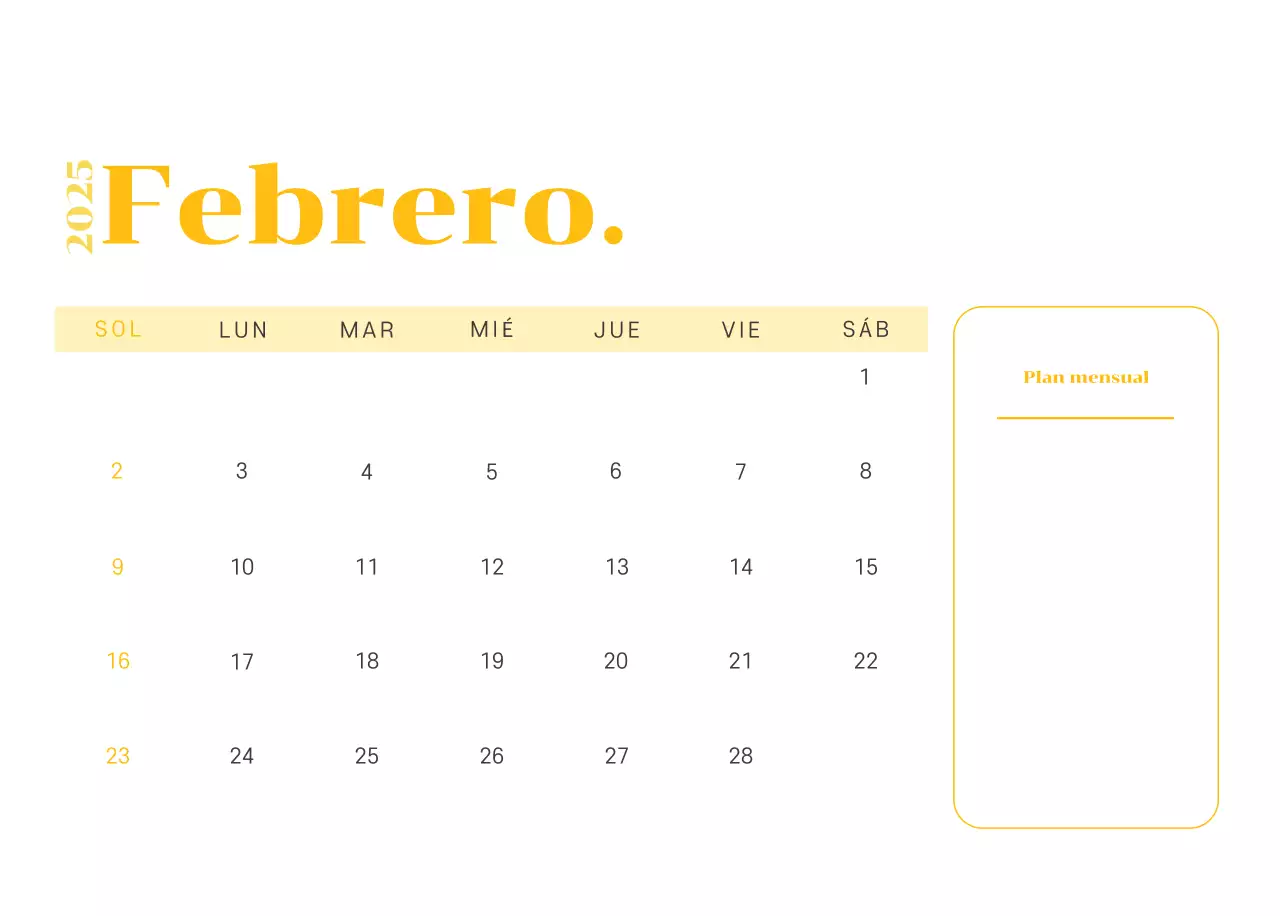 Calendario con ilustraciones juveniles sobre fondo amarillo verdoso