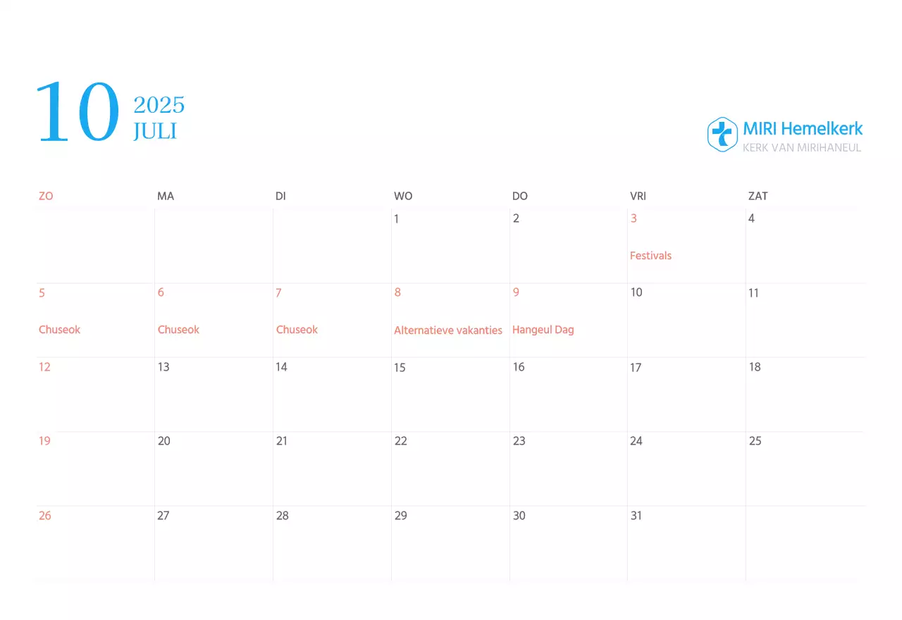 Blauw modern concept kerkkalender