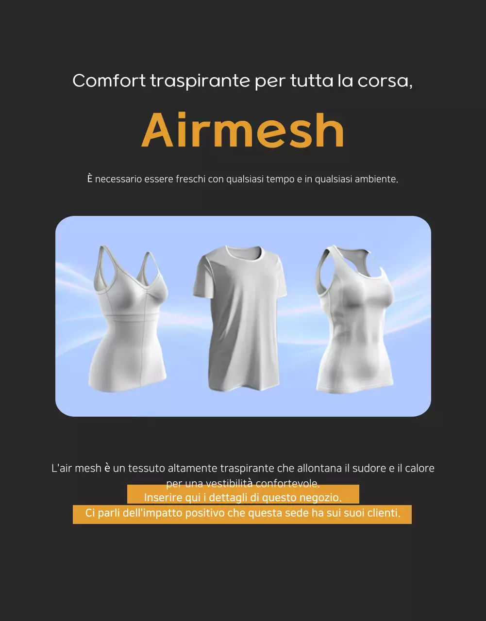 Promuovere prodotti sportivi gialli e moderni