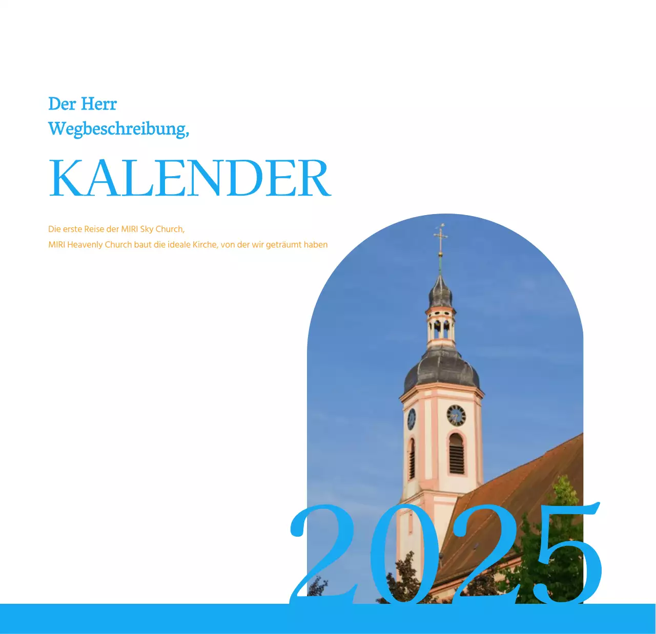 Blaues modernes Konzept Kirchenkalender