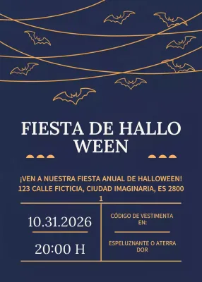 Invitación de Halloween Navy Retro