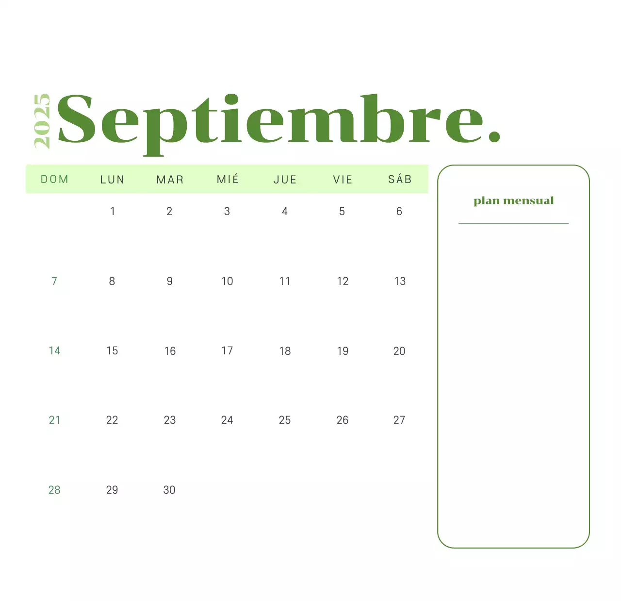 Calendario con ilustraciones juveniles sobre fondo amarillo verdoso