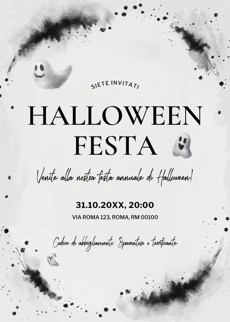 invito di Halloween minimal nero