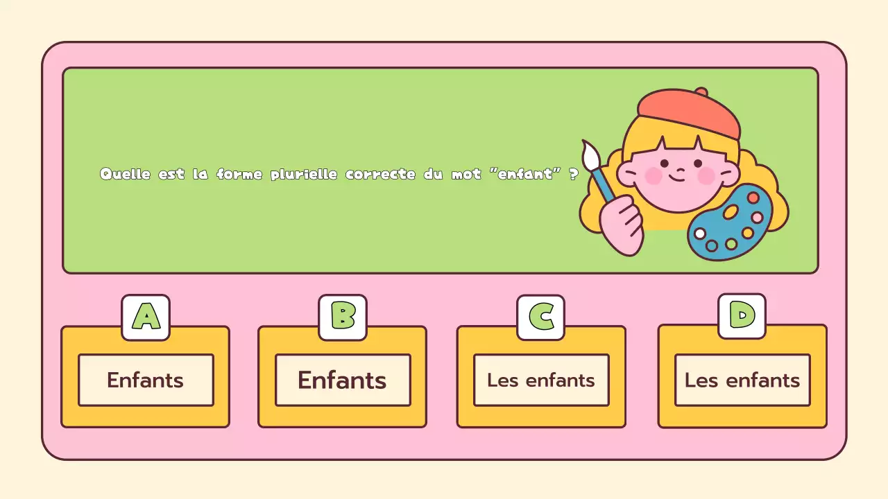 Mise en page ludique d'un quiz pour l'école primaire