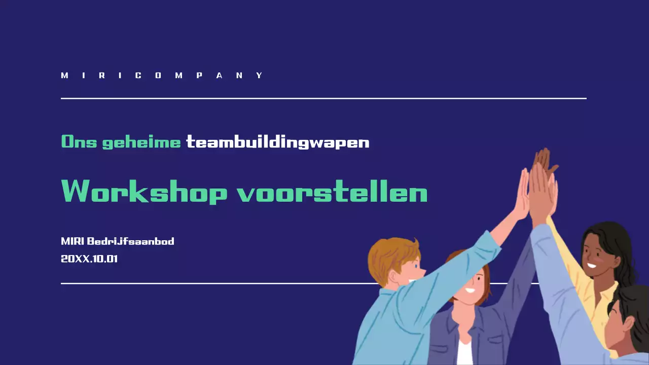 Eenvoudig workshopvoorstel in marineblauw en groen