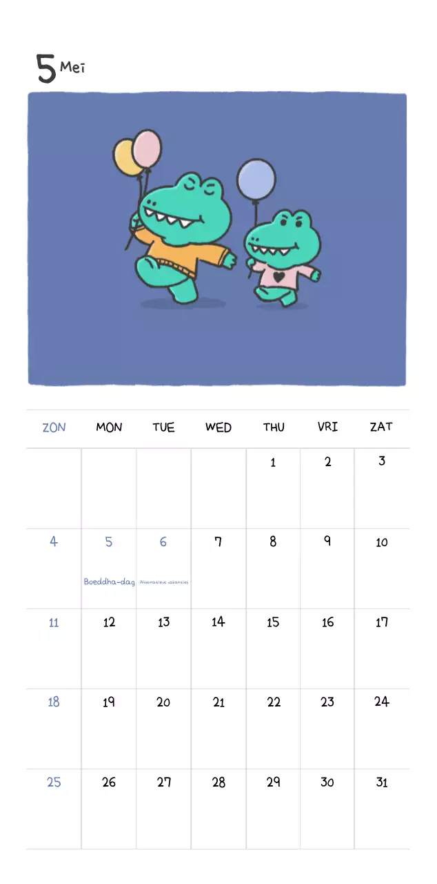 Een kalender met een schattig Ago-illustratieconcept