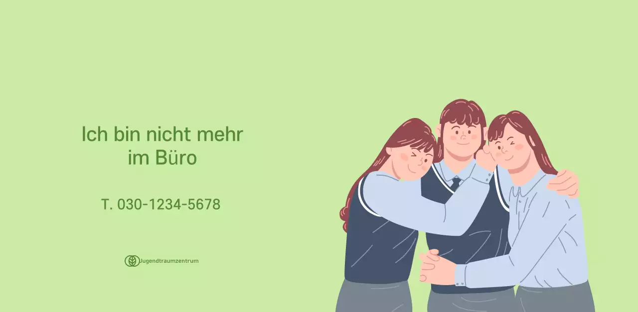 Kalender mit Jugendillustrationen auf gelb-grünem Hintergrund