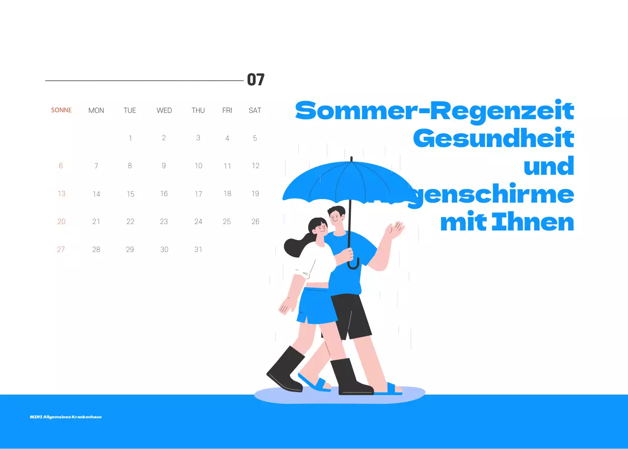 Ein festliches Krankenhaus mit Illustrationen zum Thema Gesundheit und Familie und farbenfrohen Akzenten