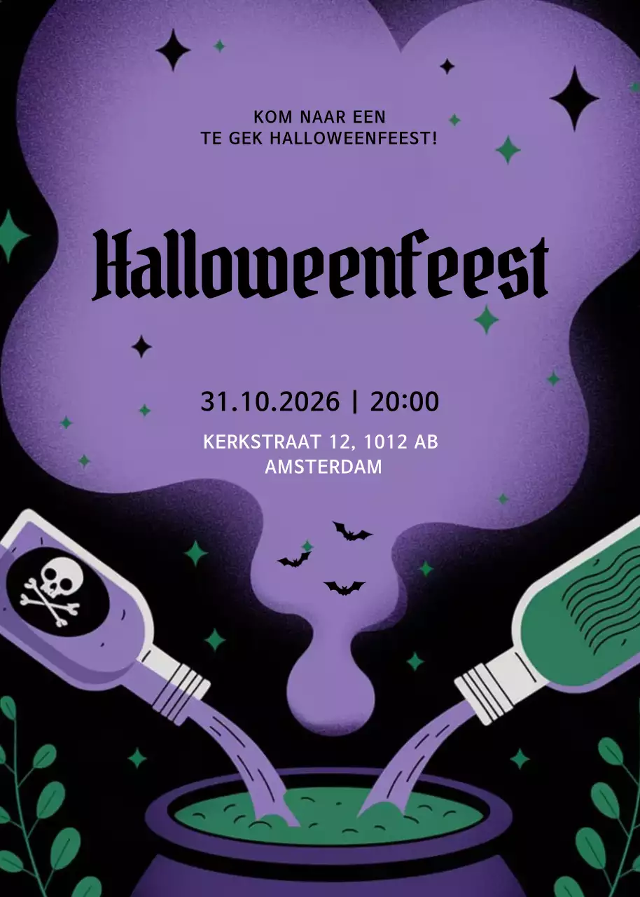 Paarse gotische Halloween-uitnodiging