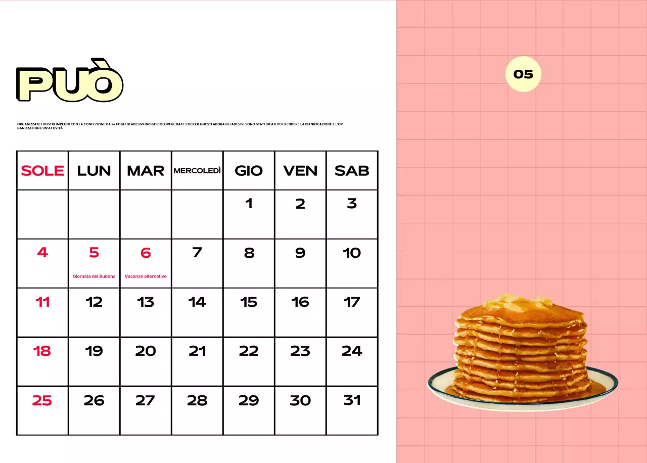Calendari colorati con una varietà di illustrazioni retrò