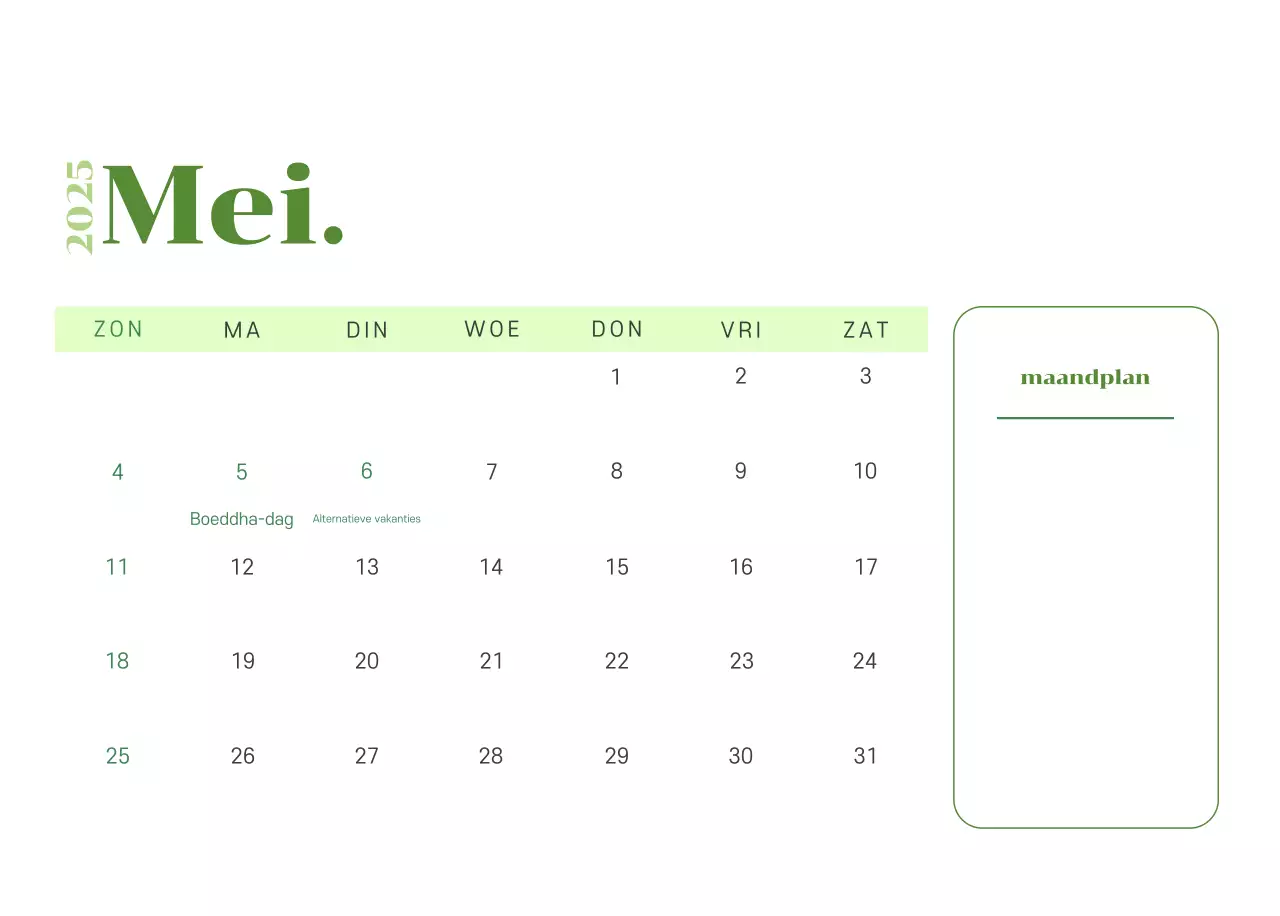 Kalender met jeugdillustraties op een geelgroene achtergrond